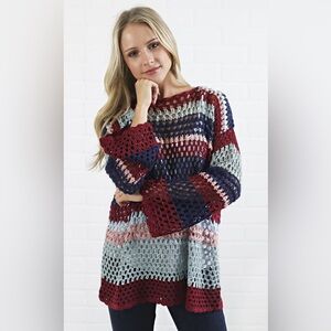 Show Me Your Mumu Stripe Knit Paula Pullover Color Block Size Small